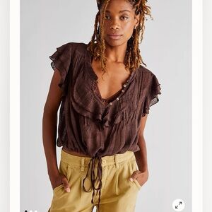 Free People Chocolate Brown Blouse